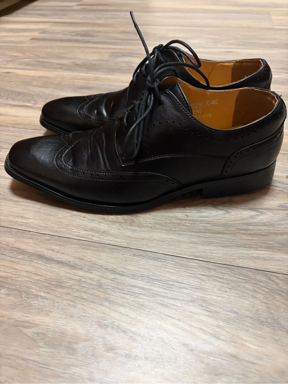 Santino Luciano Vito C-482 Black Wingtip Brogue Oxford Shoes Men’s 9.5